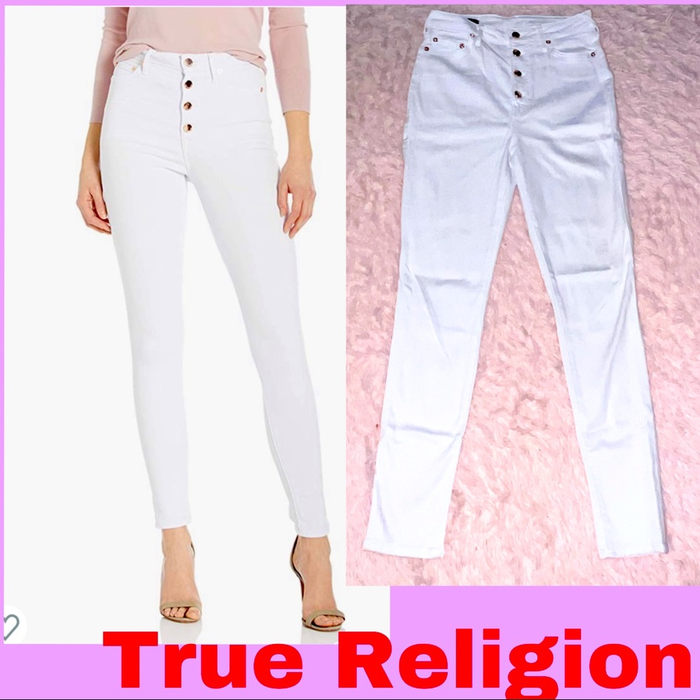 True Religion Caía ultra high rise button white jeans 29 NWOT